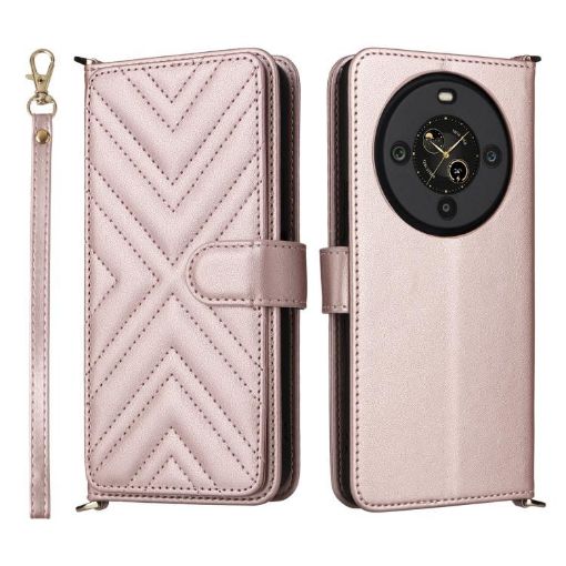 Fossibot S3 Pro Pink Leather Phone Case with 6 Card Slots & Strap - 1