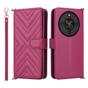 Fossibot S3 Pro Leather Phone Case, 6-Card Slots, Wrist Strap, Rose Red - 1