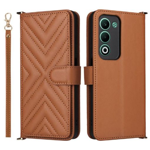 OPPO A5 5G/4G Leather Case with Strap, 6-Card Slots (Brown) - 1