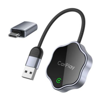 Wired to Wireless USB Car CarPlay Adapter with Type-C (Black) - 1