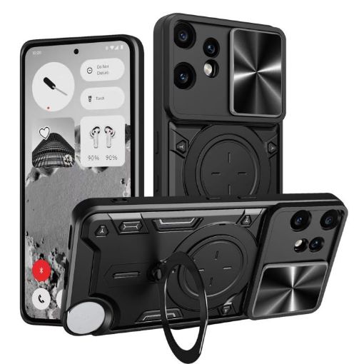 Nothing CMF Phone 2 Pro Case, CD Texture, Magnetic Holder, Black - 1