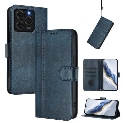 Ulefone Note 20 Pro Retro Leather Case, Dark Blue, Buckle Design - 1