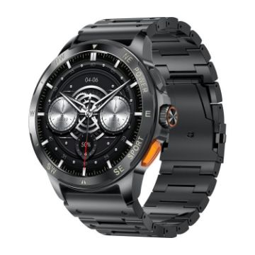 AK77 Smart Watch: BT Call, Health Monitoring, Black Steel Fitness Tracker - 1