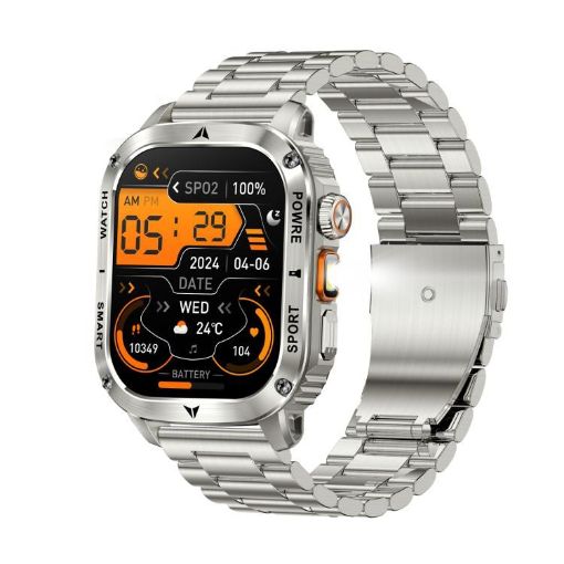 AK80 BT Call Smart Watch, Health Monitor & Fitness Tracker (Silver Steel) - 1