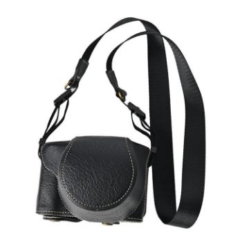 FUJIFILM X-M5 Leather Camera Case Bag with Strap (Black) Retro Style - 1
