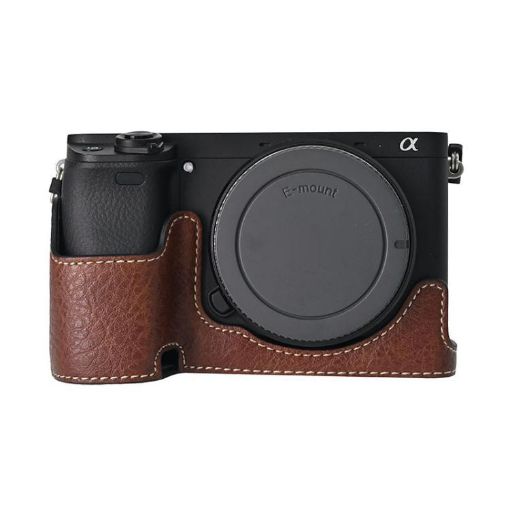 Sony ILCE-6400/A6300/A6200 Litchi PU Leather Camera Case (Coffee) - 1