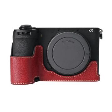 Sony ILCE-6700/A6700 Litchi Texture PU Leather Case (Wine Red) - 1