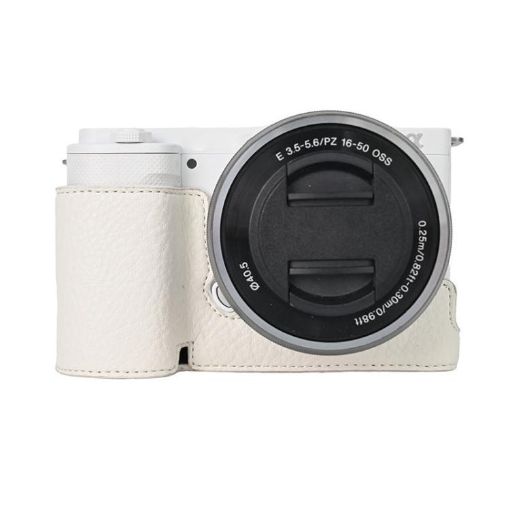 Sony ZV-E10 White Litchi Texture PU Leather Camera Half Case - 1