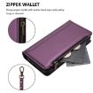 Ulefone Note 16 Pro Purple Leather Case, 9 Card Slots, Strap, Zipper - 5