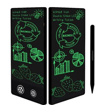 6.5+6.0" Black/Green LCD Drawing Board Writing Tablet, Thin Design - 1