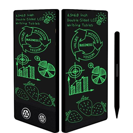 6.5+6.0" Black/Green LCD Drawing Board Writing Tablet, Thin Design - 1