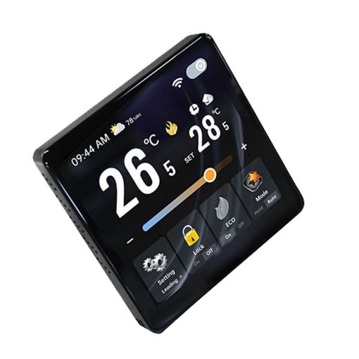 BAC-2005EL Smart Room Thermostat, 4" Screen, Four Channel (Black) - 1