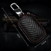 Red Litchi Grain PU Leather Universal Car Key Case - 3