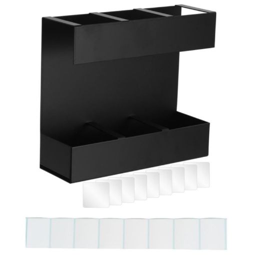 Black Three-grid Straw Cutlery Metal Storage Rack Kitchen Organizer - 1