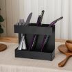 Black Three-grid Straw Cutlery Metal Storage Rack Kitchen Organizer - 5