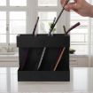 Black Three-grid Straw Cutlery Metal Storage Rack Kitchen Organizer - 6