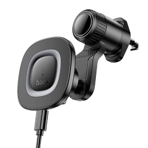 hoco HW30 Magnetic Wireless Charging Car Phone Holder (Black Grey) - 1