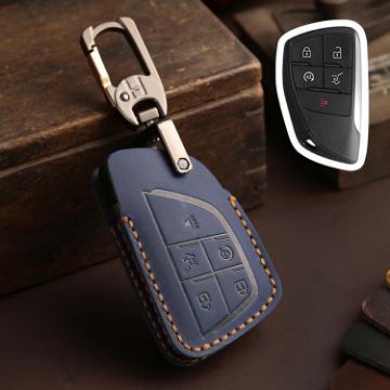 Buick Envision Plus 2023 Crazy Horse Cowhide Key Cover (5-button Blue) - 1