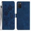 Samsung Galaxy A02S Dark Blue Rose Embossed Leather Case - 1