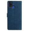 Samsung Galaxy A21S Dark Blue Rose Embossed Leather Case - 3