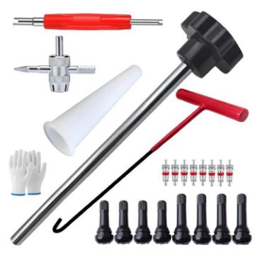 23pcs Car Tire Repair & Valve Install Tool Set (Black) - 1