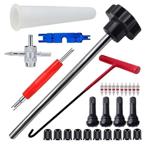 30pcs Car Tire Valve Repair & Installation Tool Set (Black) - 1
