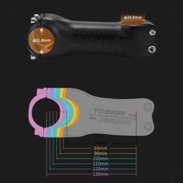 TOSEEK K04 Carbon Fiber Bike Handlebar Riser, 6 120mm (Black Grey) - 1