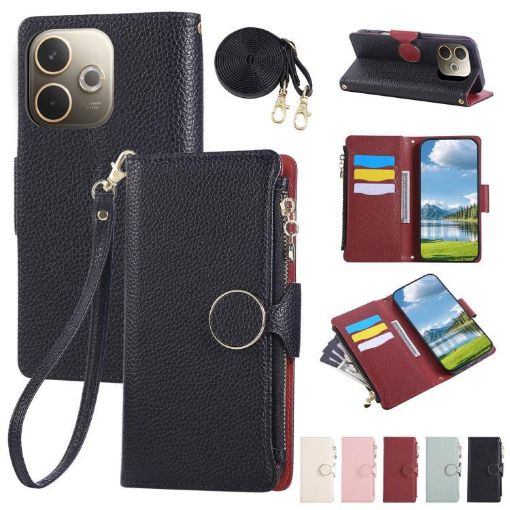 OPPO A5 Pro 5G Leather Wallet Phone Case with Crossbody Strap - 1