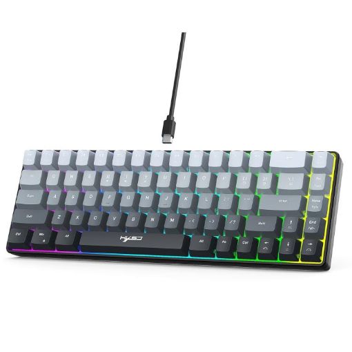 HXSJ V200 RGB Backlight 68-Key Wired Membrane Keyboard (Black) - 1