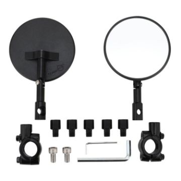 ATV Foldable Rearview Mirror - Universal Round Reflective (Black) - 1
