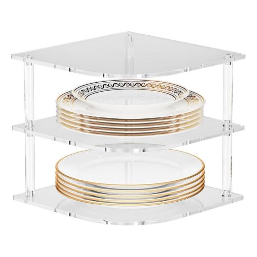 Acrylic 3 Tier Corner Organizer Shelf - YX165 Transparent - 1