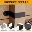 Heavy Duty Black Metal U-Shaped Fence Post Brackets, 4-Pack - 5