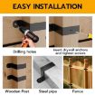 Heavy Duty Black Metal U-Shaped Fence Post Brackets, 4-Pack - 6