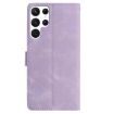 Samsung Galaxy S22 Ultra 5G Leather Case Rose Embossing Light Purple - 3
