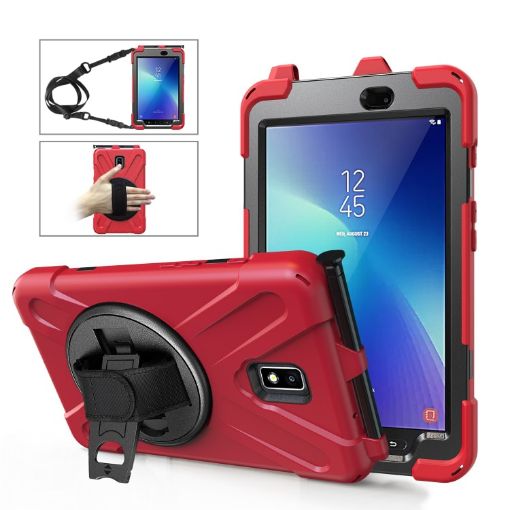 Shockproof Red Case for Galaxy Tab Active 2 8.0 with Grip & Pen Slot - 1