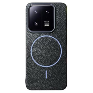 Xiaomi 13 MagSafe Litchi Grain TPU Case (Black Purple) - 1