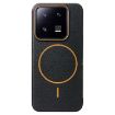 Xiaomi 13 Pro Black Orange TPU MagSafe Case, Litchi Grain Design - 1