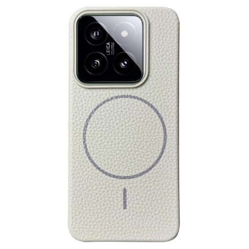Xiaomi 14 MagSafe TPU Phone Case, Thin Circle Litchi Grain (White Grey) - 1