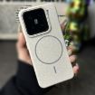 Xiaomi 14 MagSafe TPU Phone Case, Thin Circle Litchi Grain (White Grey) - 2