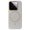 Xiaomi 14 Pro MagSafe Litchi Grain TPU Case - Grey Orange - 1