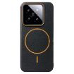 Xiaomi 14 Pro MagSafe Litchi Grain TPU Case (Black Orange) - 1
