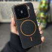 Xiaomi 14 Pro MagSafe Litchi Grain TPU Case (Black Orange) - 2