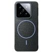 Xiaomi 14 Pro MagSafe Litchi Grain TPU Case (Black Purple) - 1