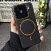 Xiaomi 15 MagSafe Litchi Grain TPU Case (Black Orange) - 2