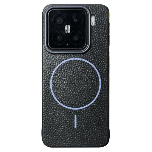 Xiaomi 15 MagSafe TPU Phone Case - Black Purple Litchi Grain - 1