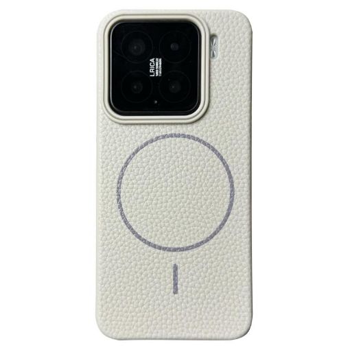 Xiaomi 15 Pro MagSafe Litchi Grain TPU Case - White Grey - 1