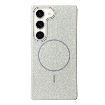 Samsung Galaxy S22+ 5G MagSafe TPU Case, Thin Litchi Grain (White Grey) - 1