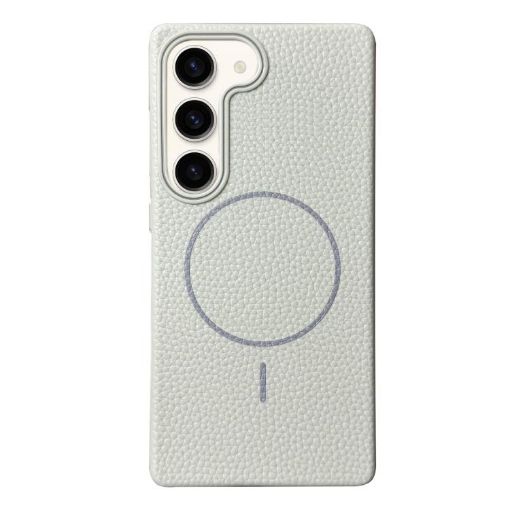Samsung Galaxy S22+ 5G MagSafe TPU Case, Thin Litchi Grain (White Grey) - 1