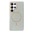 Galaxy S22 Ultra 5G MagSafe TPU Case - Grey Orange Litchi Grain - 1
