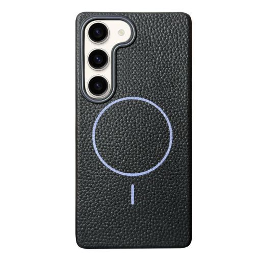 Samsung Galaxy S23 5G MagSafe Litchi Grain TPU Case (Black Purple) - 1